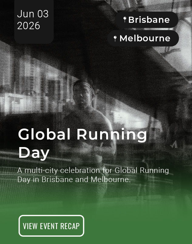 Event poster for Global Running Day in Brisbane and Melbourne.