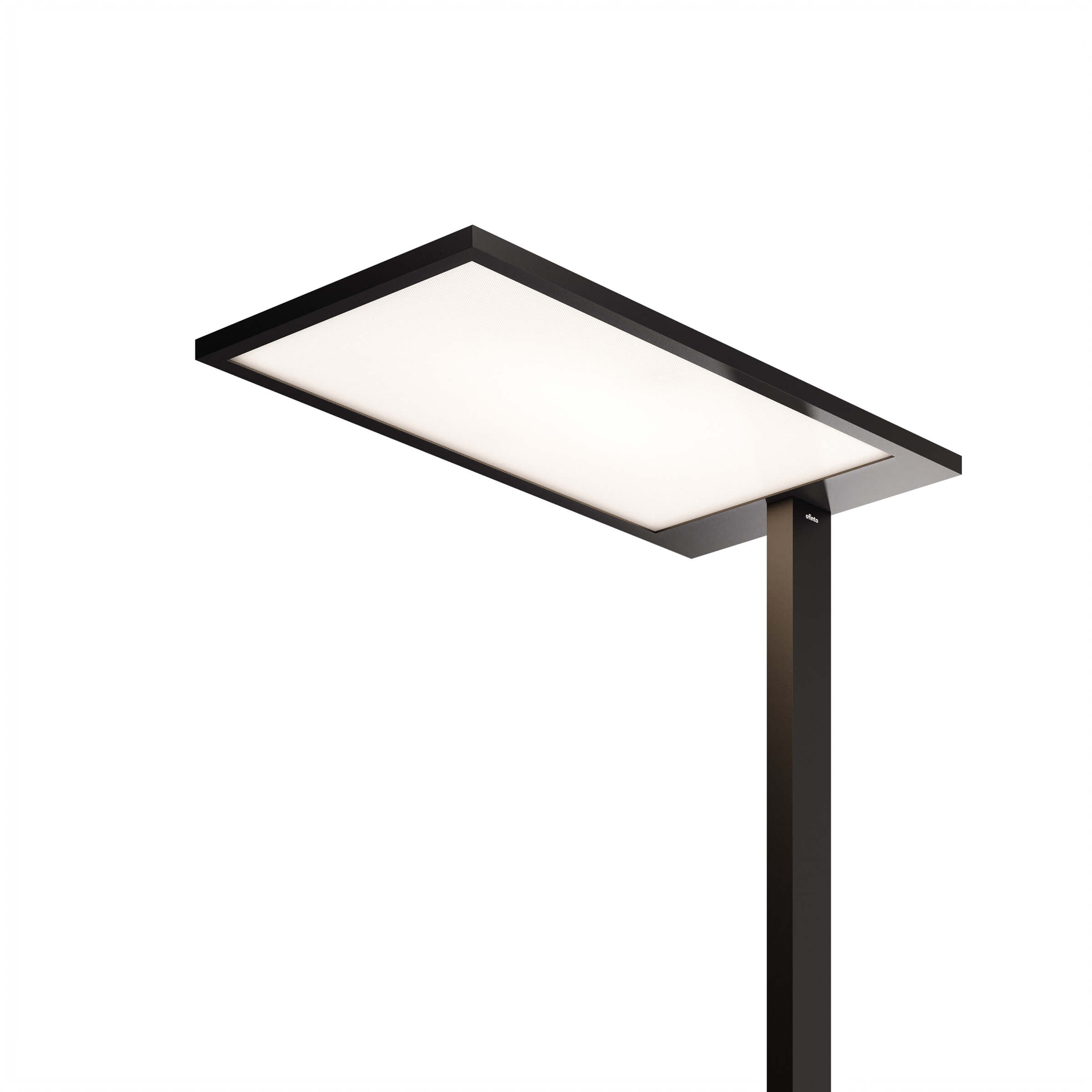Eine moderne schwarze Stehlampe der Reihe Lumino von ofinto in einem Studio Raum