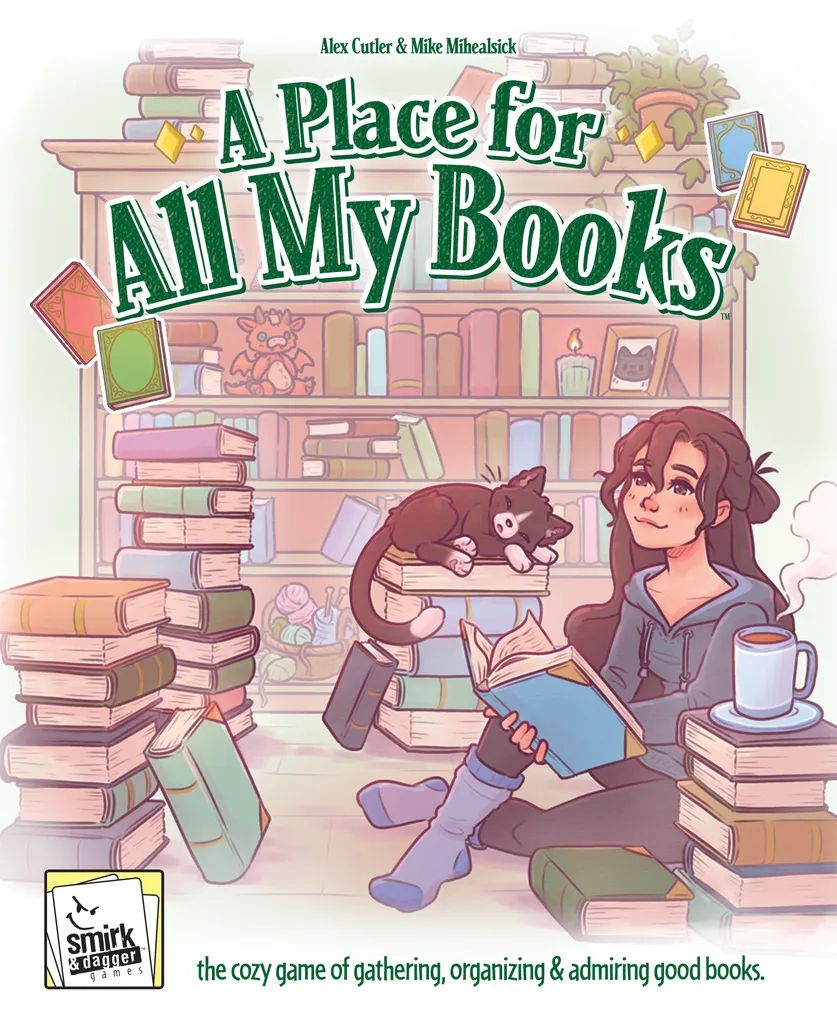 The box art of A Place For All My Books, a board game for Valentines Day.