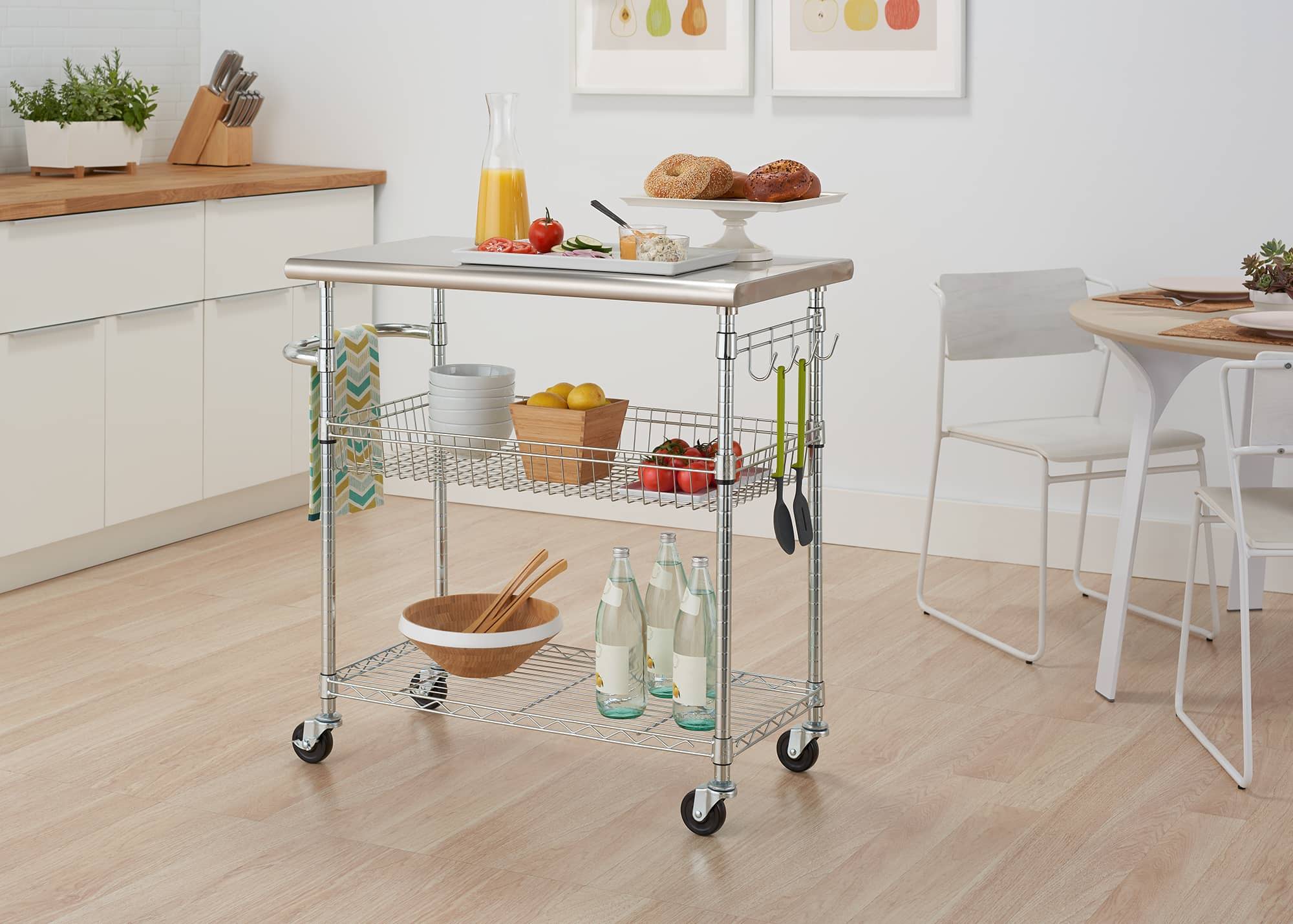 stainless steel kitchen cart with wheels
