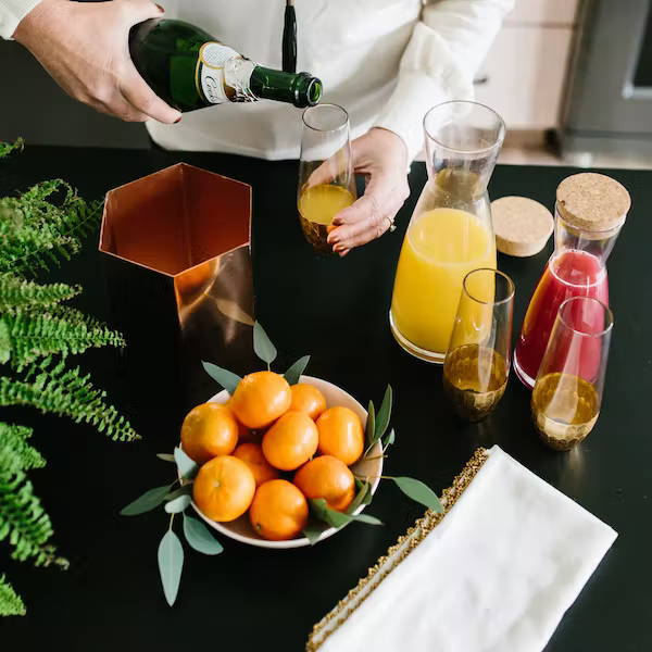 orange and pomegranate mimosas