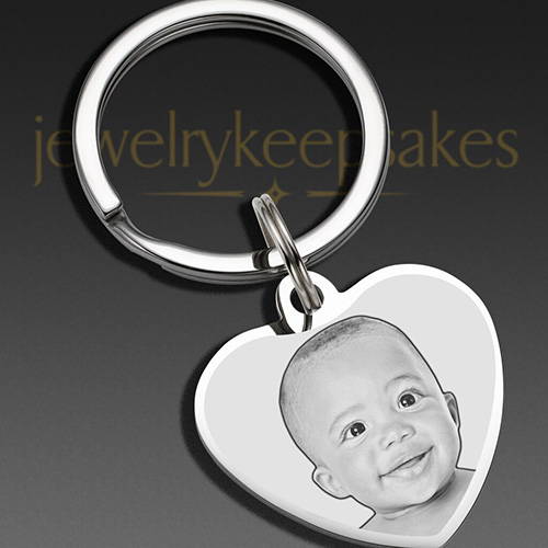 Stainless Steel Heart Photo Engraved Keychain