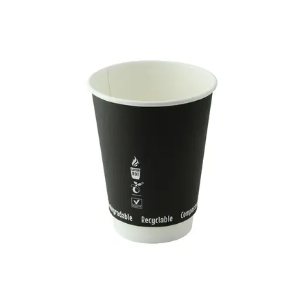 A black paper double walled cup