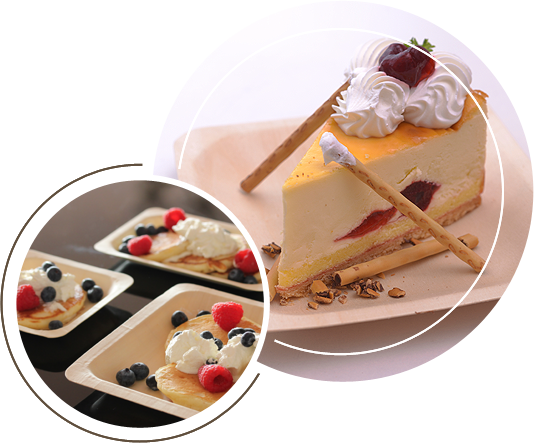 Cakes on a wooden plate