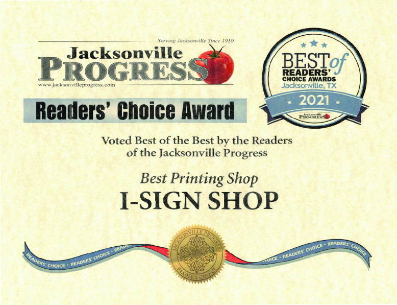 Readers Choice Award for iSignShop Best Printing Shop 2021