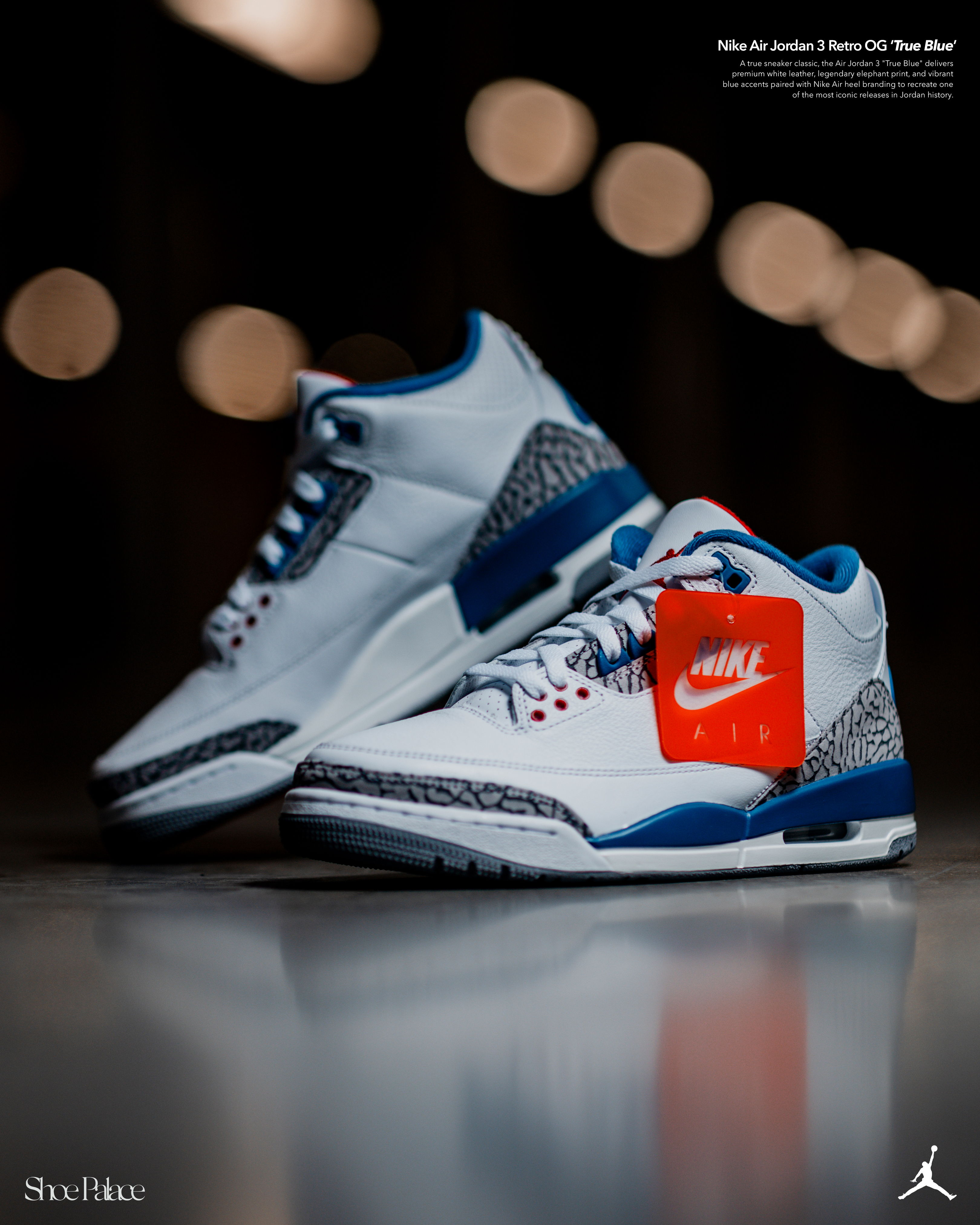 A pair of Nike Air Jordan sneakers with a tag.