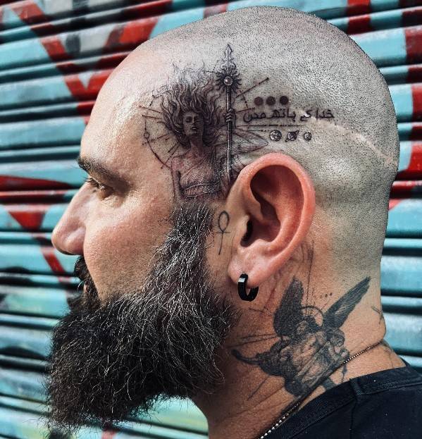 Drew Plotkin Head Tattoo | URDU In God's Hands