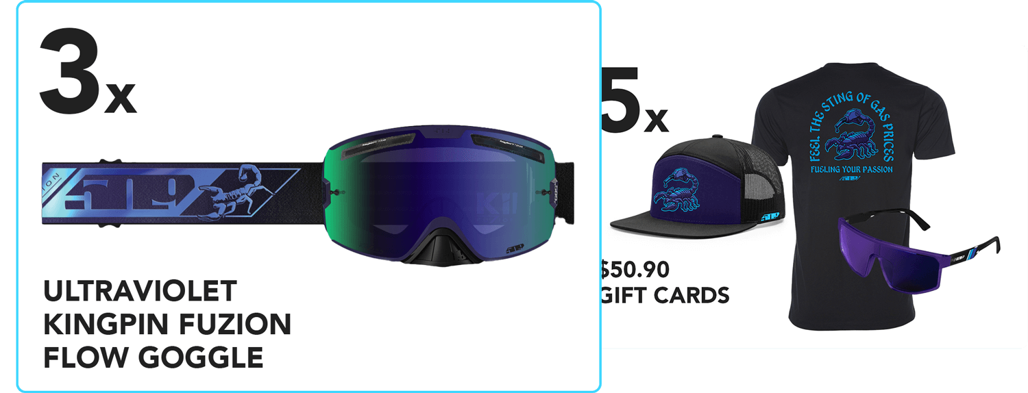 3 winner will win a pair of Kingping Fuzion Flow Offrod Goggles