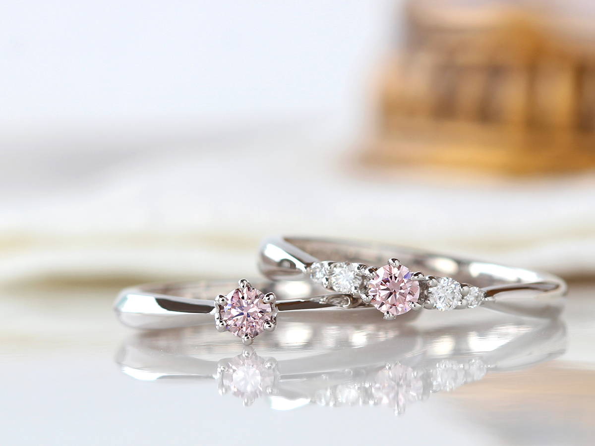 ピンクダイヤモンド　ブライダル　リング　婚約指輪