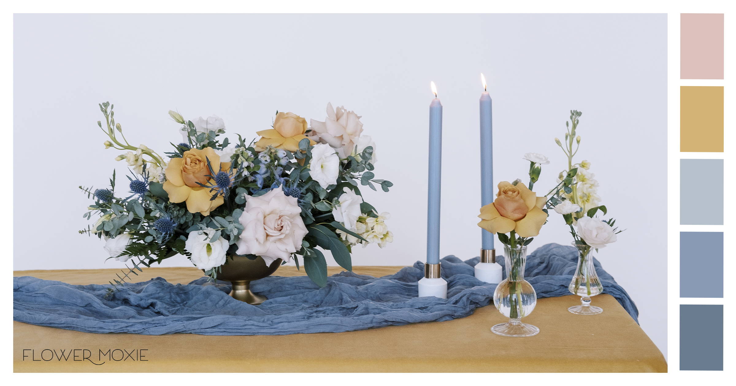 dusty blue blush and gold diy wedding flower kit