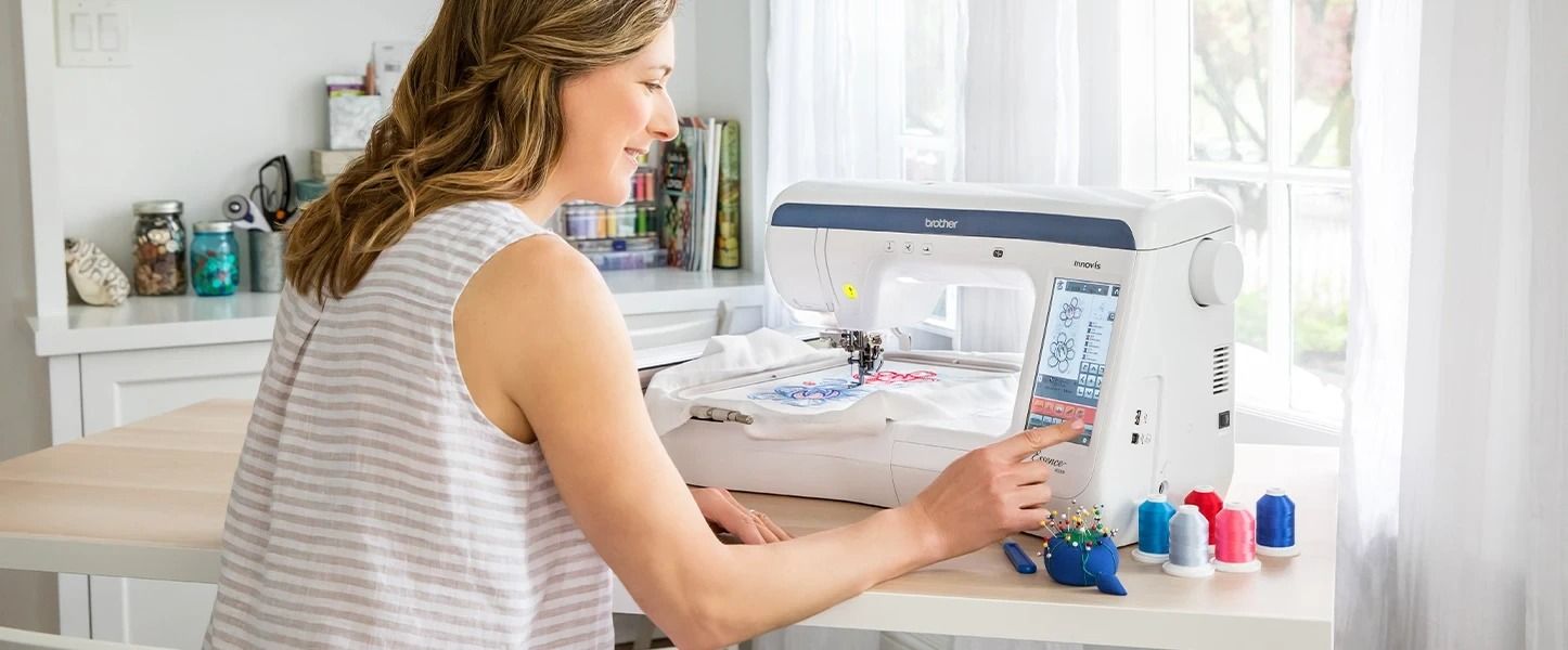 Brother Essence VE2300 Computerized Embroidery Only Machine Woman Embroidering