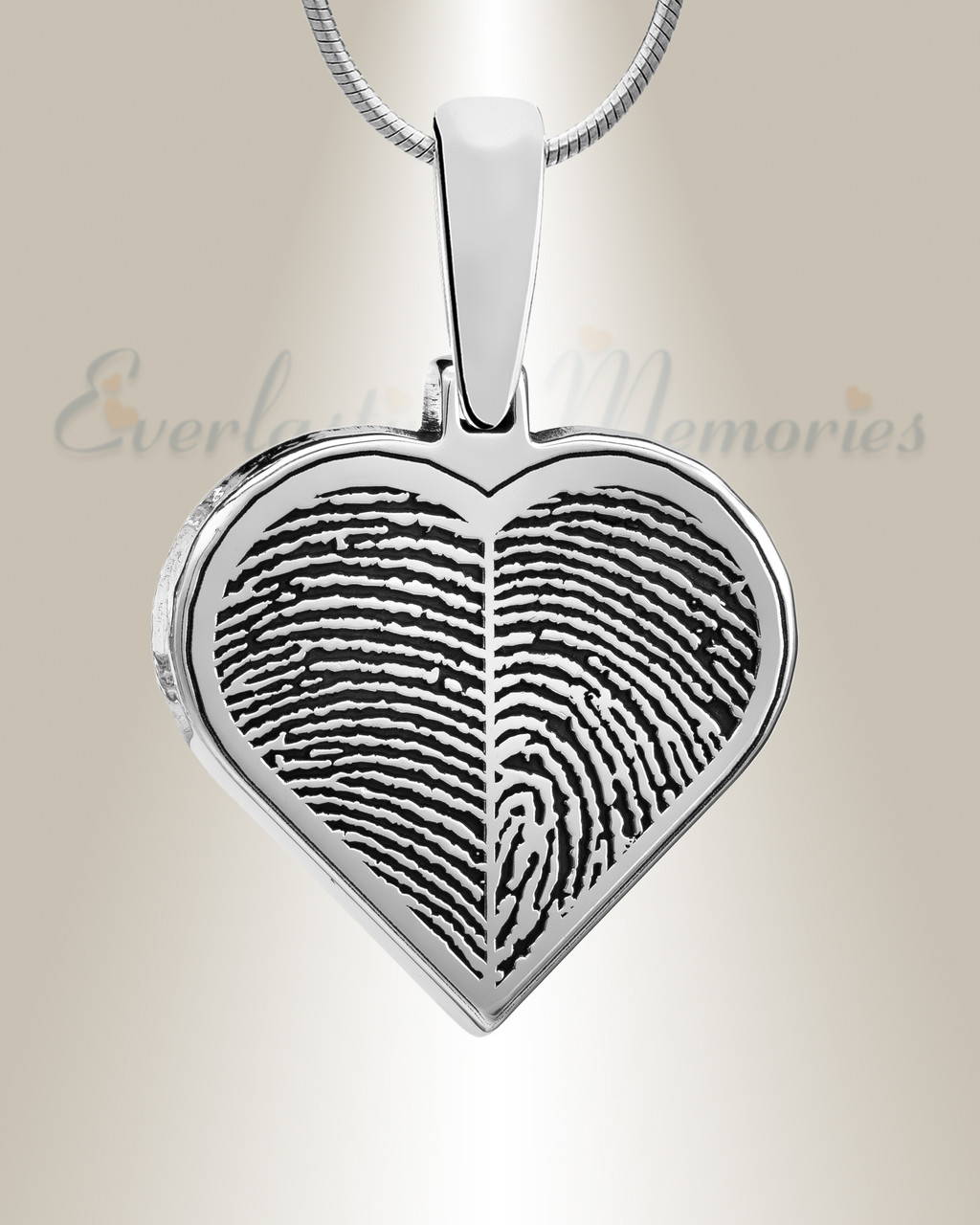 Silver Heart Two Fingerprint Pendant
