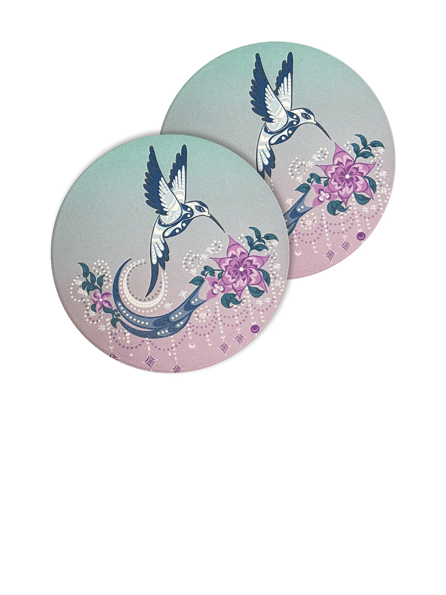 Hummingbird Ceramic Coasters by Deanna Samuel, Ditidaht, Nuu-chah-nulth