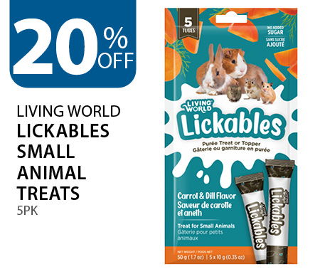20% off Living World Lickables Small Animal Treats 5pk