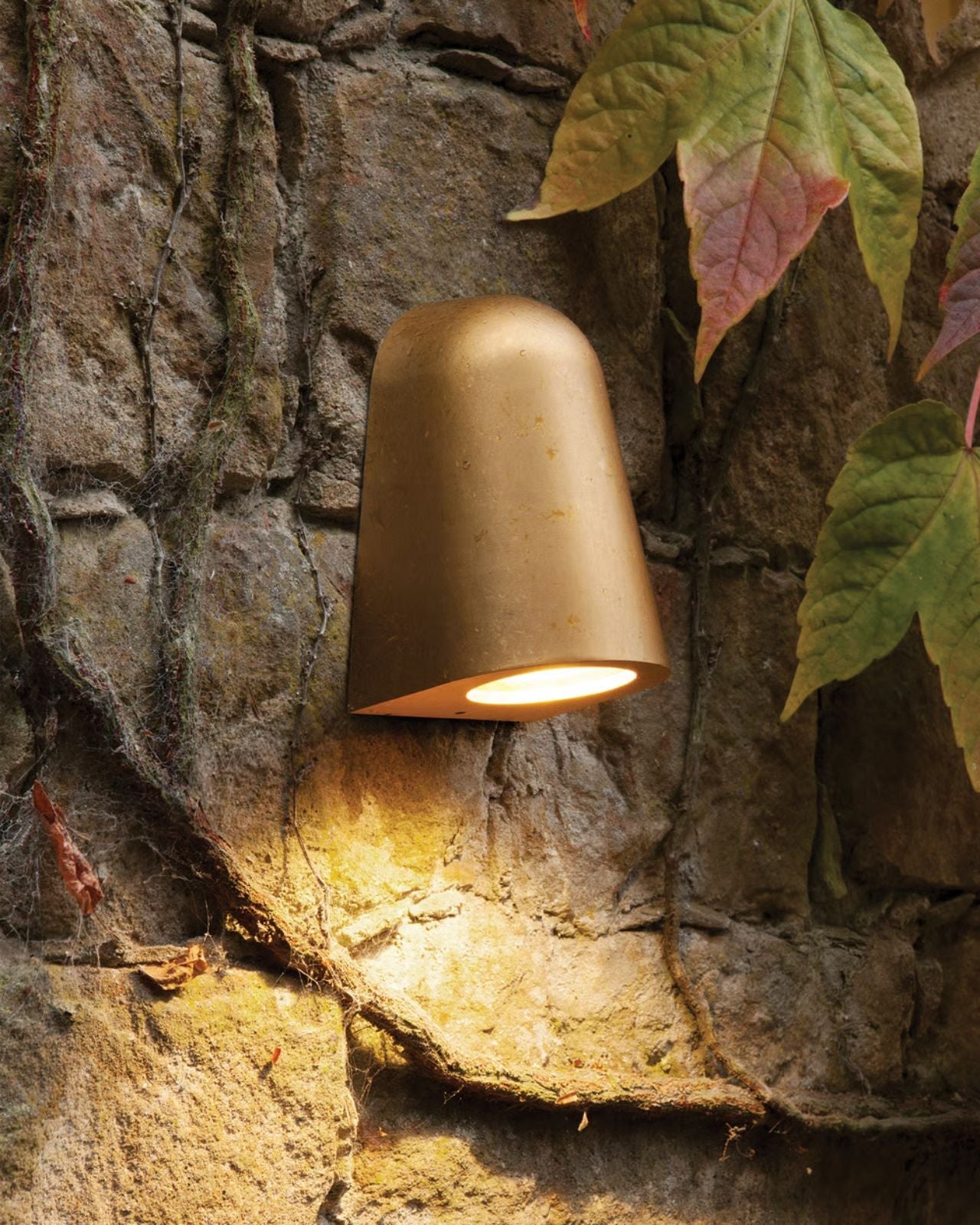 Transitional Styled Bunker Light | Antique Brass Styled Outside