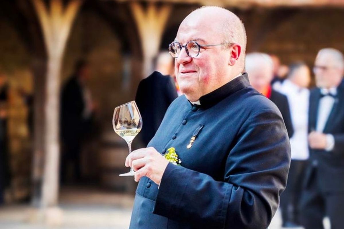Priest at Chateau de Clos de Vougeot during a Meeting of the Confrerie des Chevaliers du Tastevin by Gaudillere Thierry 