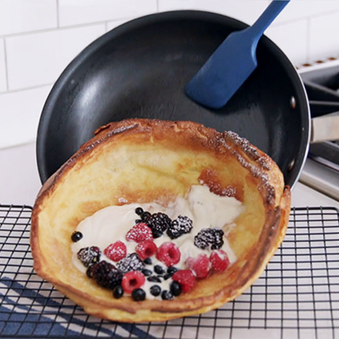 The Misen Nonstick Pan can be used in a variety of ways, including making dutch baby pancakes.