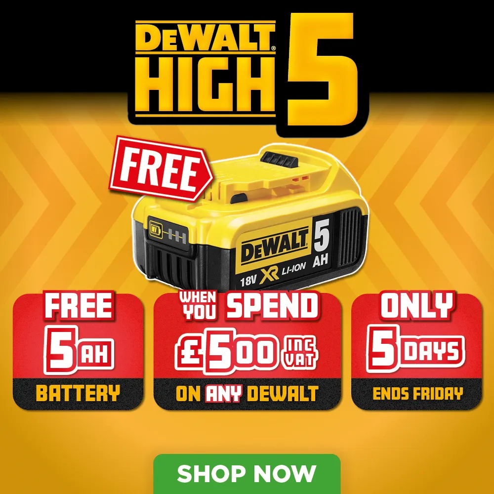 Dewalt promotion for a free battery with qualifying purchase, limited time offer.