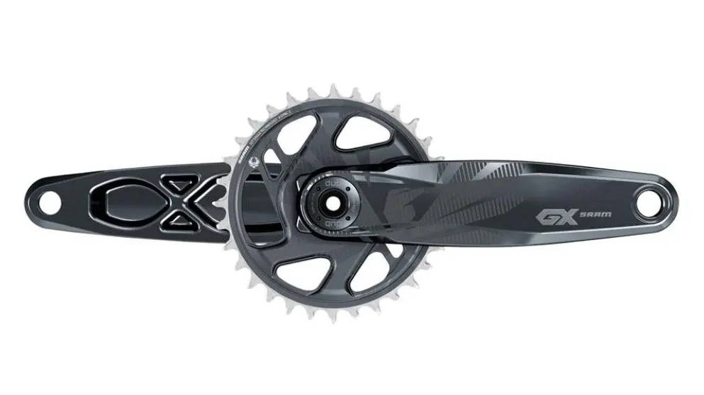 SRAM gx eagle dub mountain bike cranks with chainring on a white background