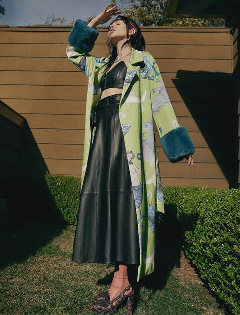 This image shows a woman wearing Tibi clothing featured in Vestal Magazine May 2021