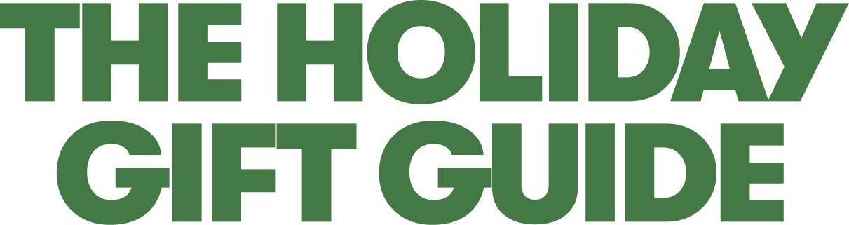 The Holiday Gift Guide text in green letters.