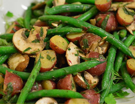 Dutch Red® Potato and Green Bean Salad on Microgreens 