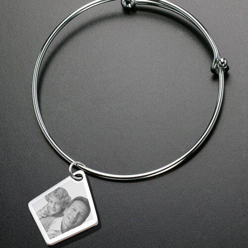 Silver Sophisticate Bracelet With Photo Engraved Diamond