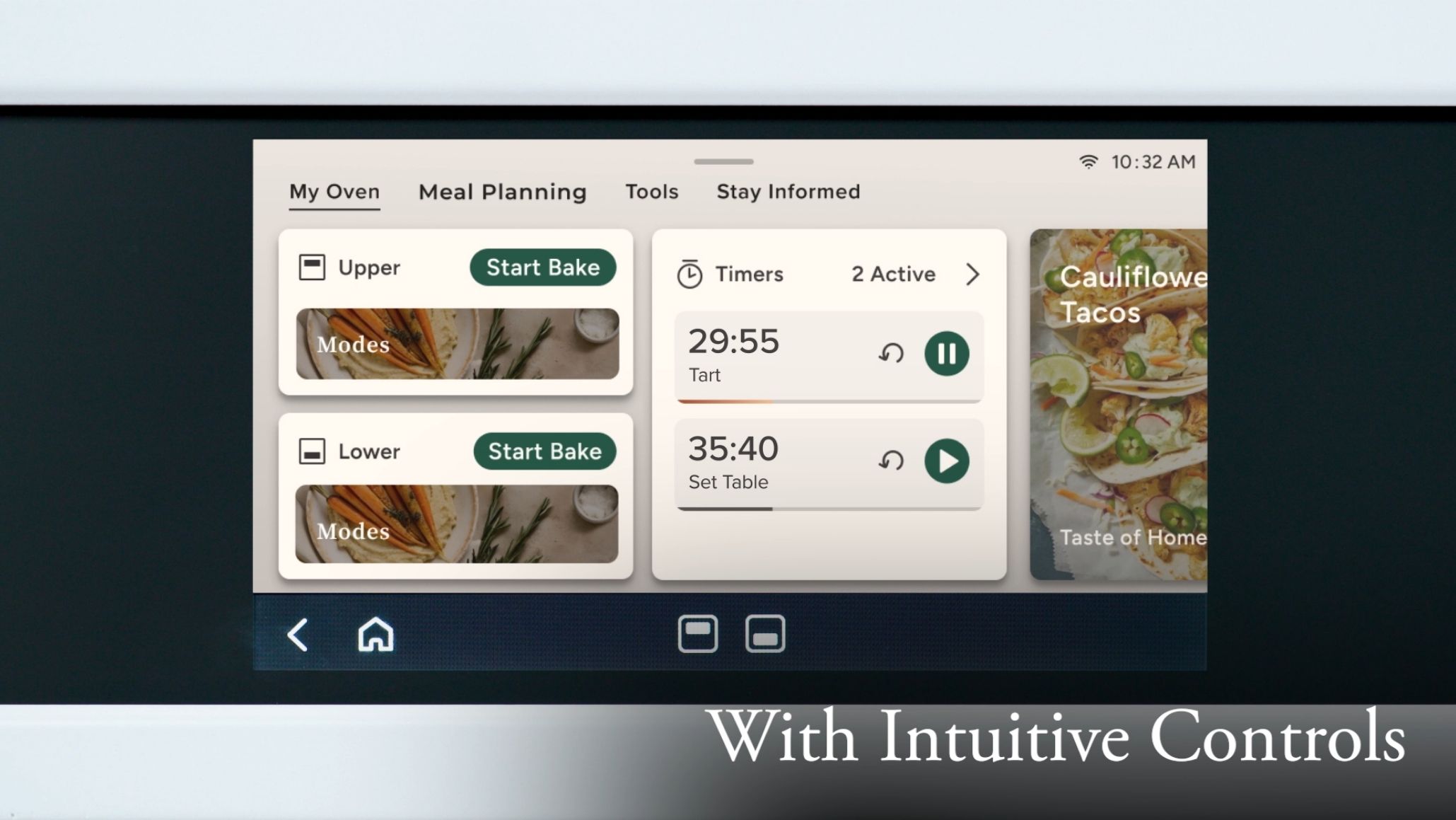 Screenshot of a touchscreen interface with intuitive controls for meal planning.