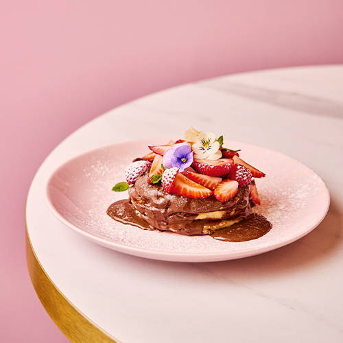Nutella french toast on pink plate