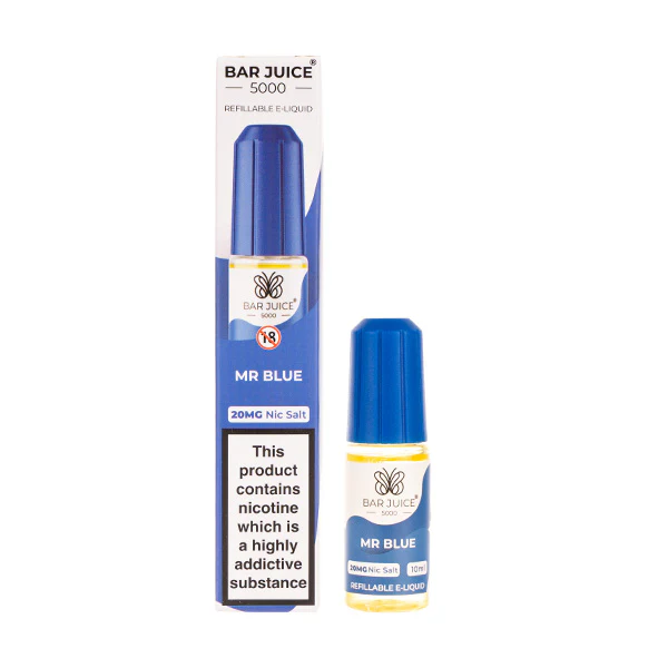 E-liquid bottle and packaging labeled 