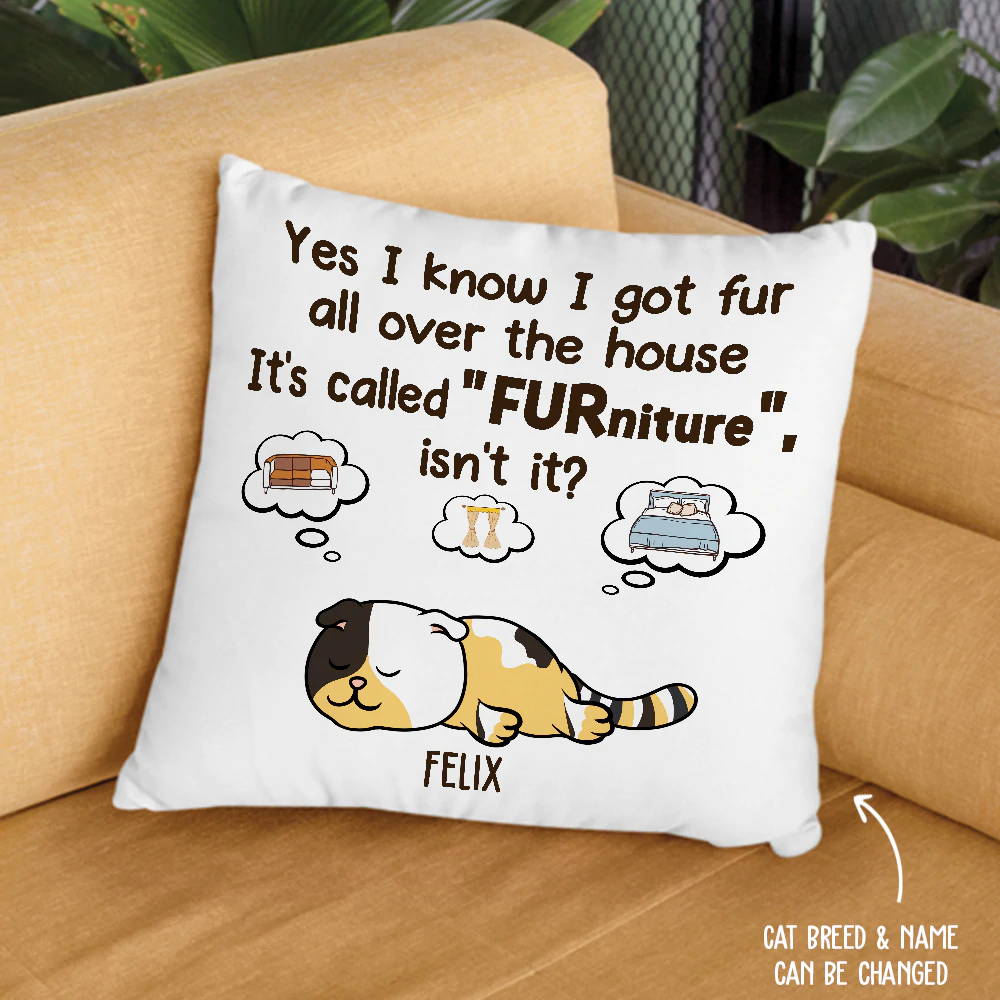 CAT HAIR - PERSONALIZED CUSTOM LINEN PILLOW