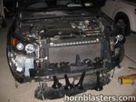 Four train horns mounted front bumper reinforcement bar night install Wesley's RAV4 228H gallery photo 8