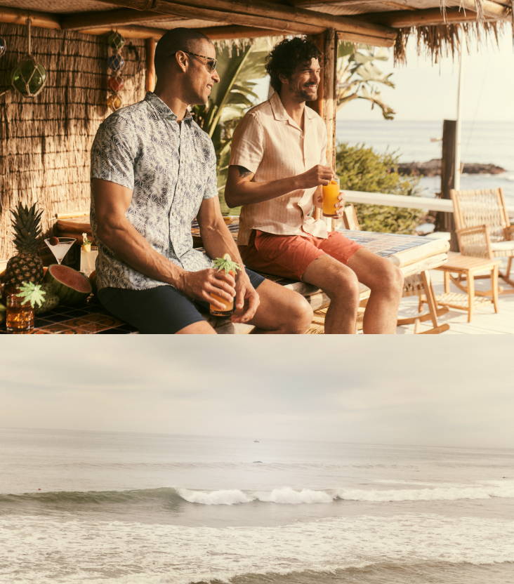 Model on the left is wearing the UNTUCKit Driscoll buttondown and the model on the right is wearing the UNTUCKit Lenona shirt. 