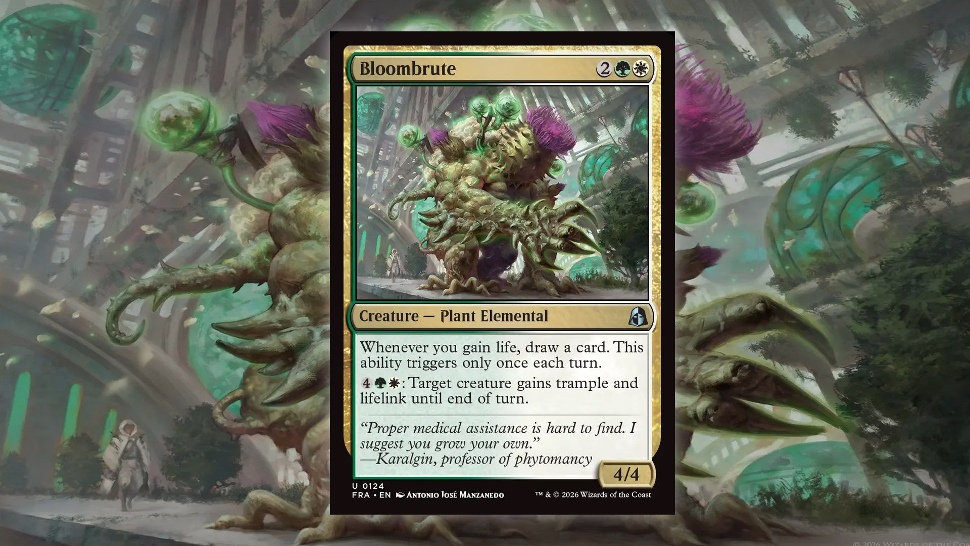 Bloombrute, a white/green aggro card from MTG Reality Fracture.
