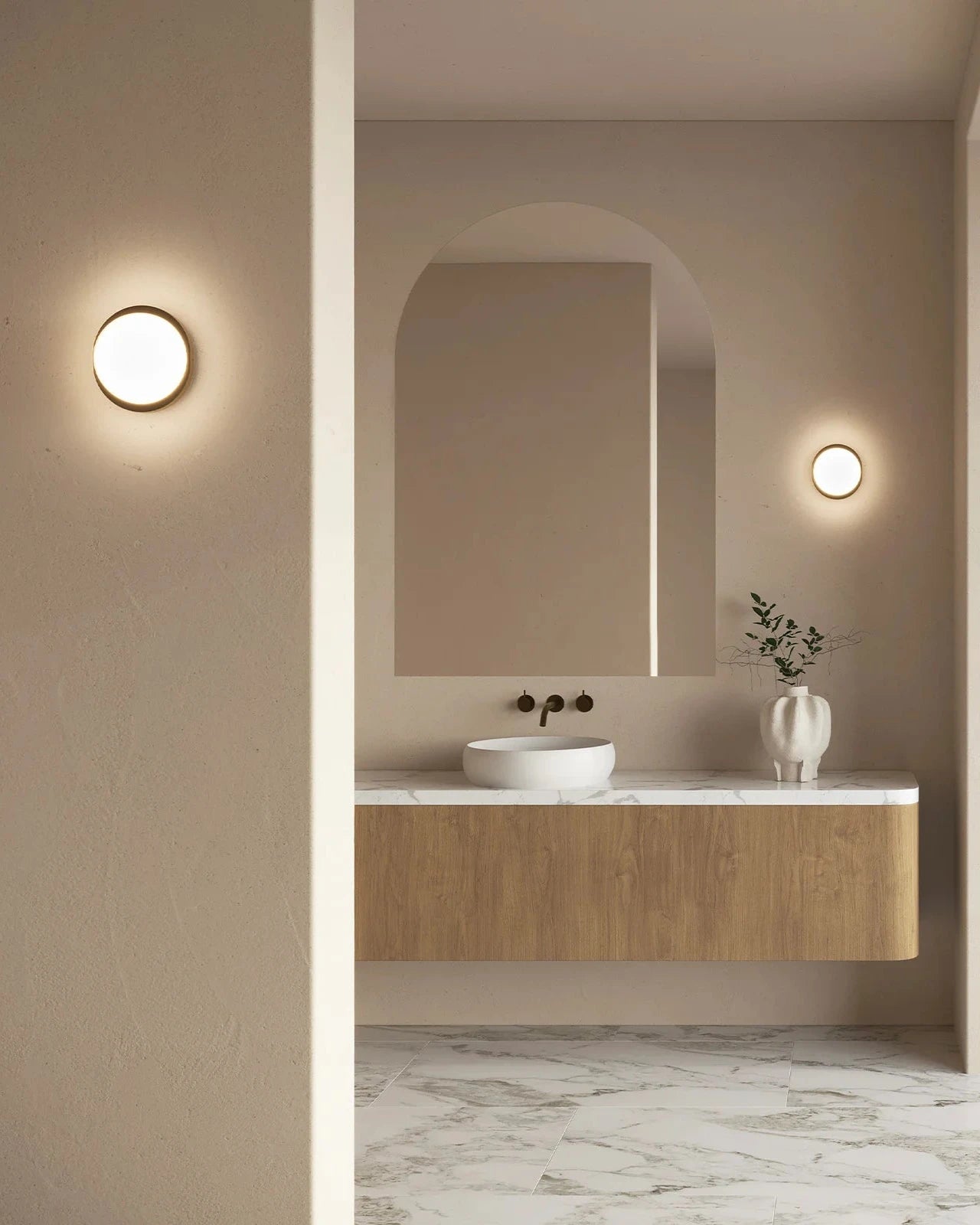 Elegant Round Glass Wall Light for Bathroom