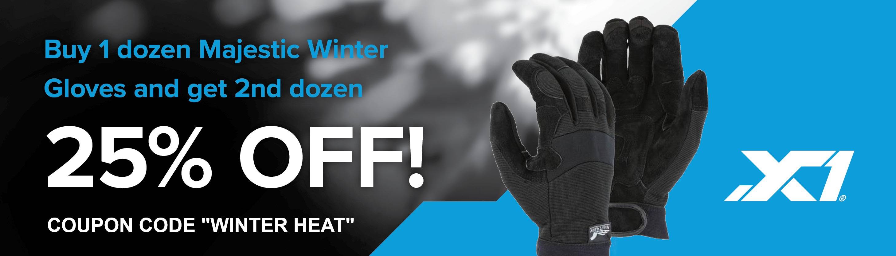 Buy 1 Dozen Winter Gloves from Majestic, Get 25% Off Second Dozen of Gloves