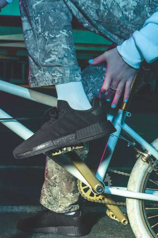 on feet look at black nmd