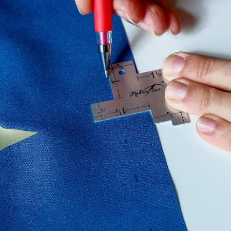 Marking with a sewing seam gauge