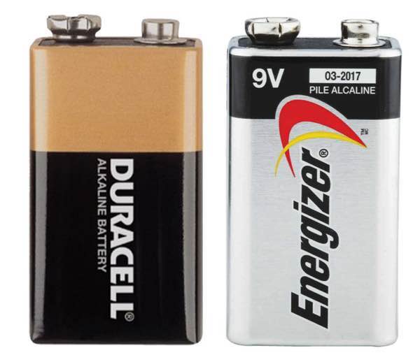Duracell and Energizer 9 Volt Batteries