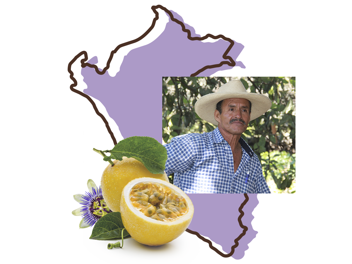 Peruvian farmer with Passion fruit seeds they salvaged- Babo Botanicals