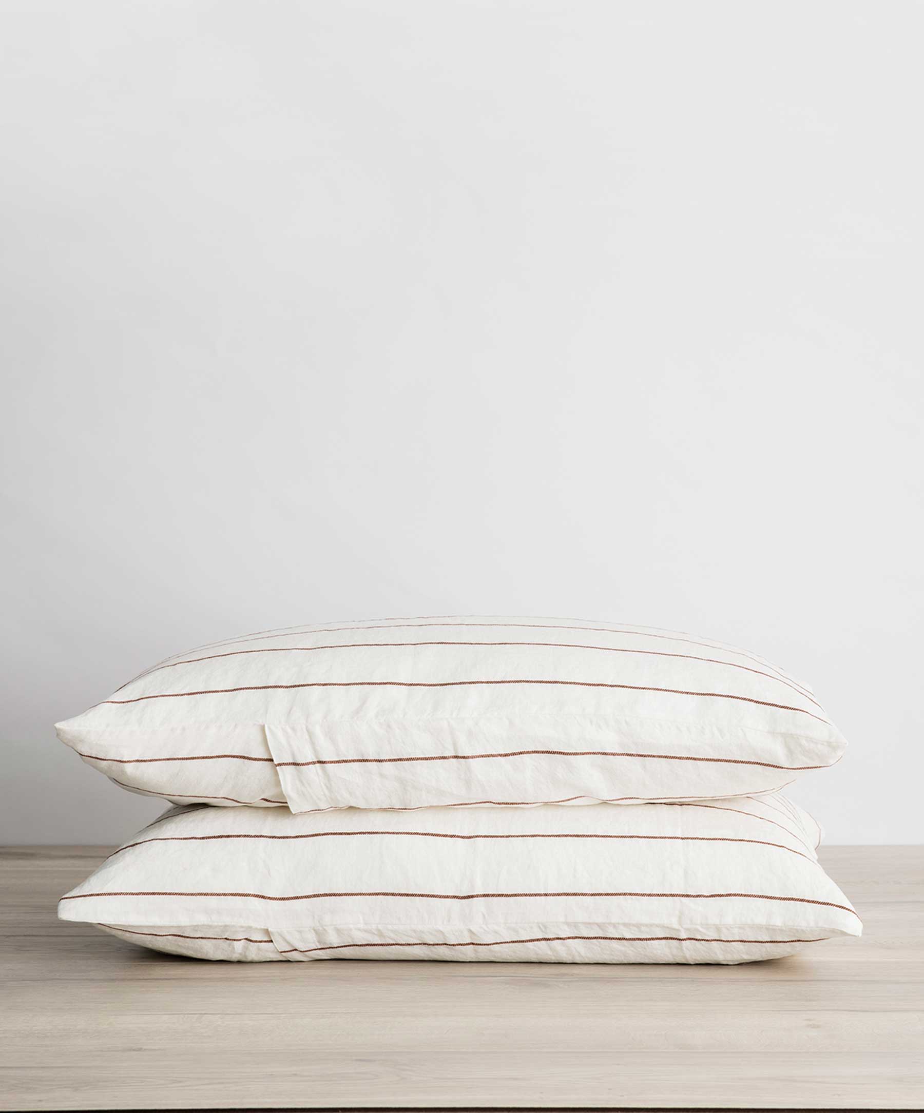 Set of Linen Pillowcases Cedar Stripe