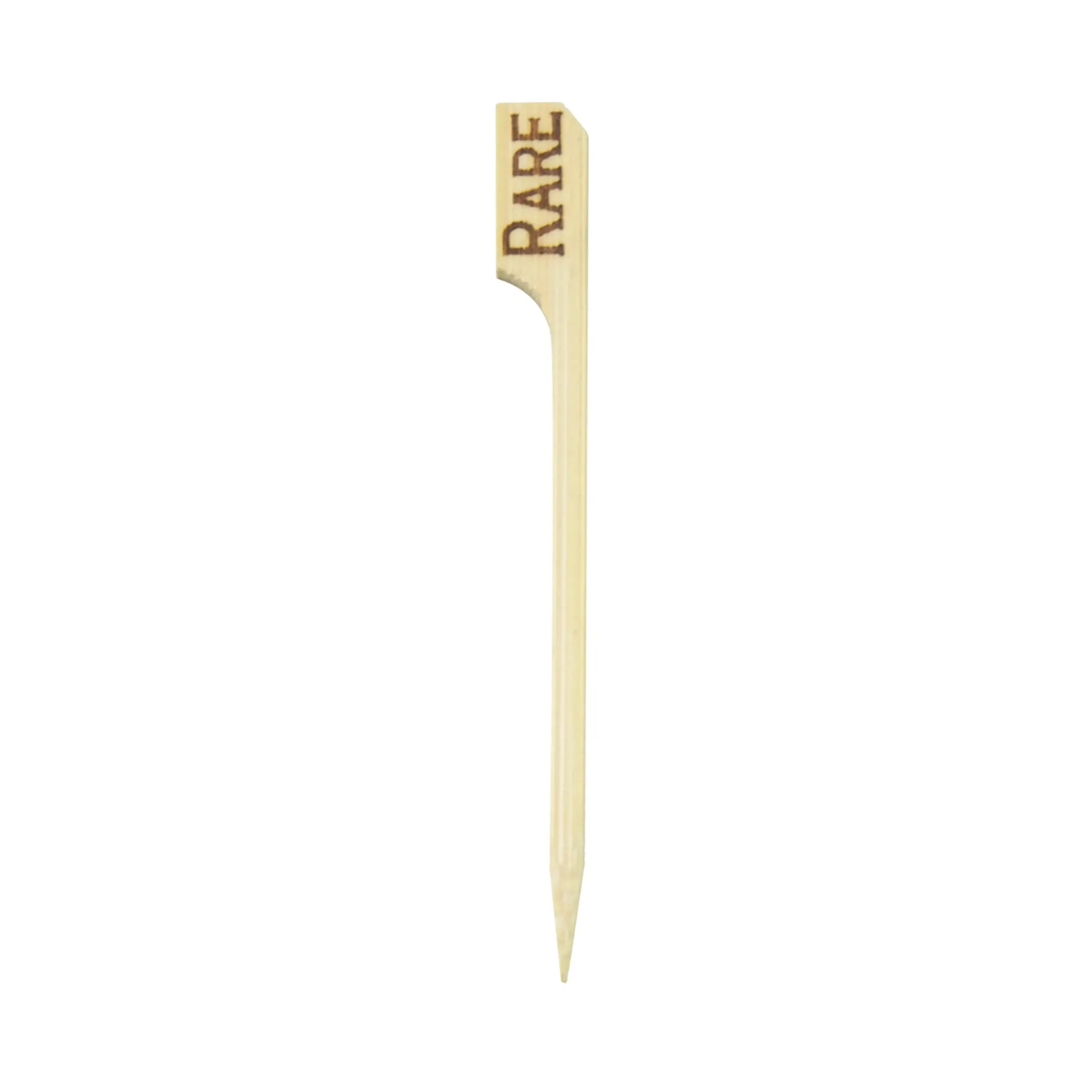 A skewer with a paddle shaped end labelled 