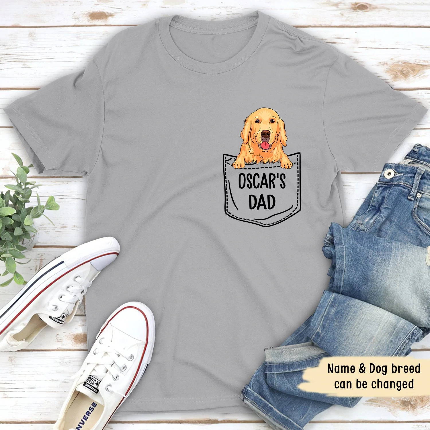 POCKET DOG DAD - PERSONALIZED CUSTOM PREMIUM UNISEX T-SHIRT