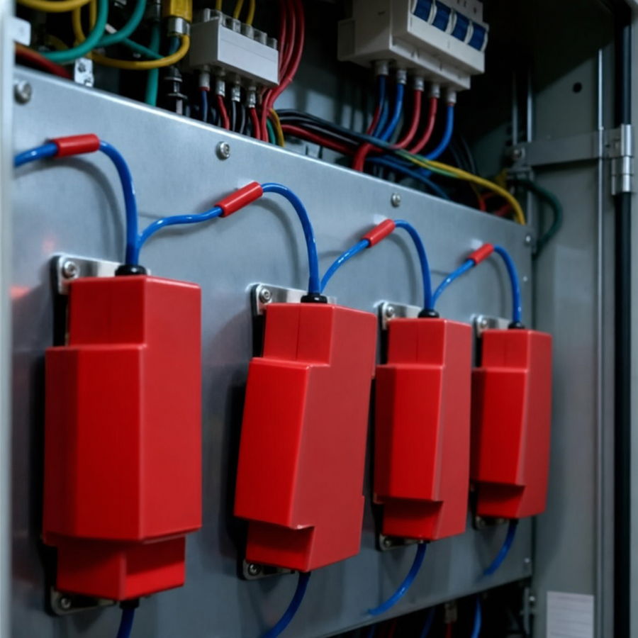 Modules NOOFIRE mont&eacute;s sur rail DIN dans une armoire &eacute;lectrique