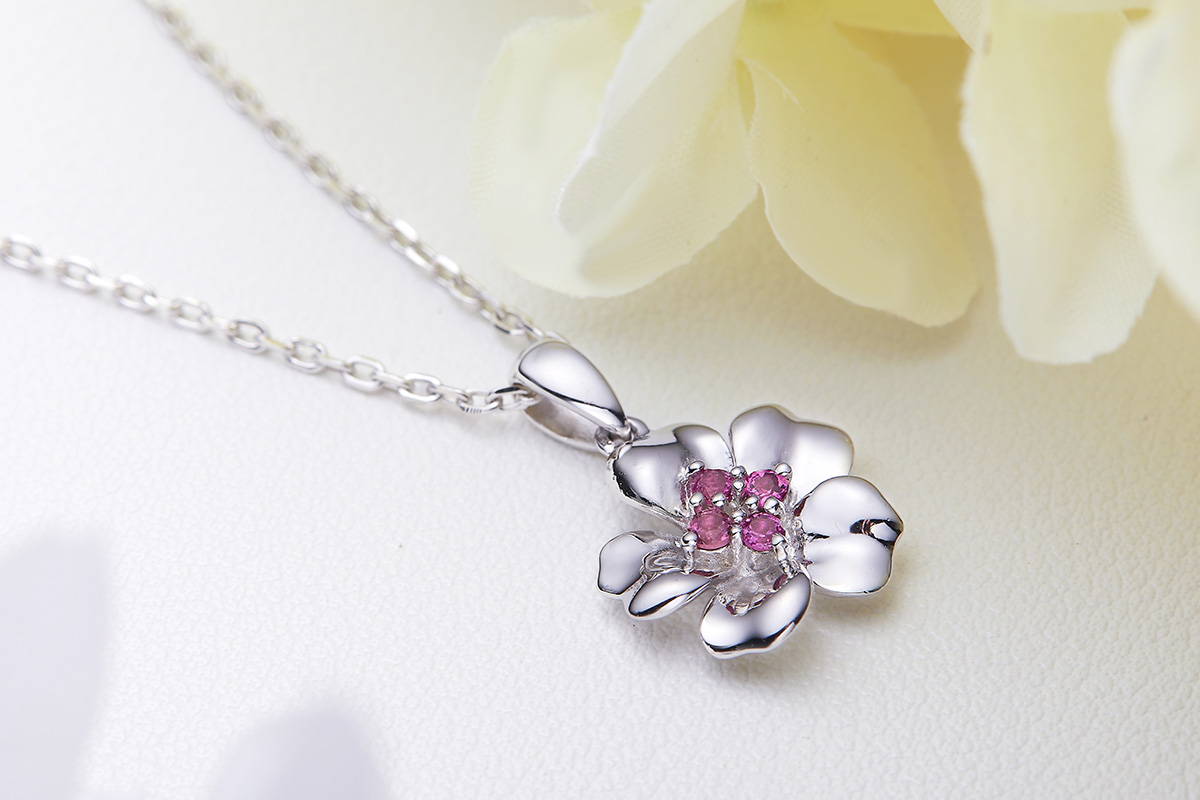 cherry blossom silver pendant
