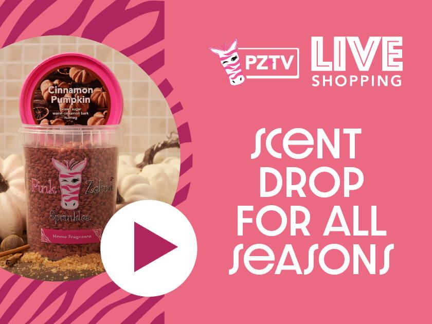 Promotional image for PZTV live shopping featuring scent drop for all seasons.