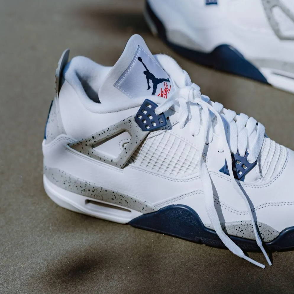 close up of aj4 retro midnight navy on the ground