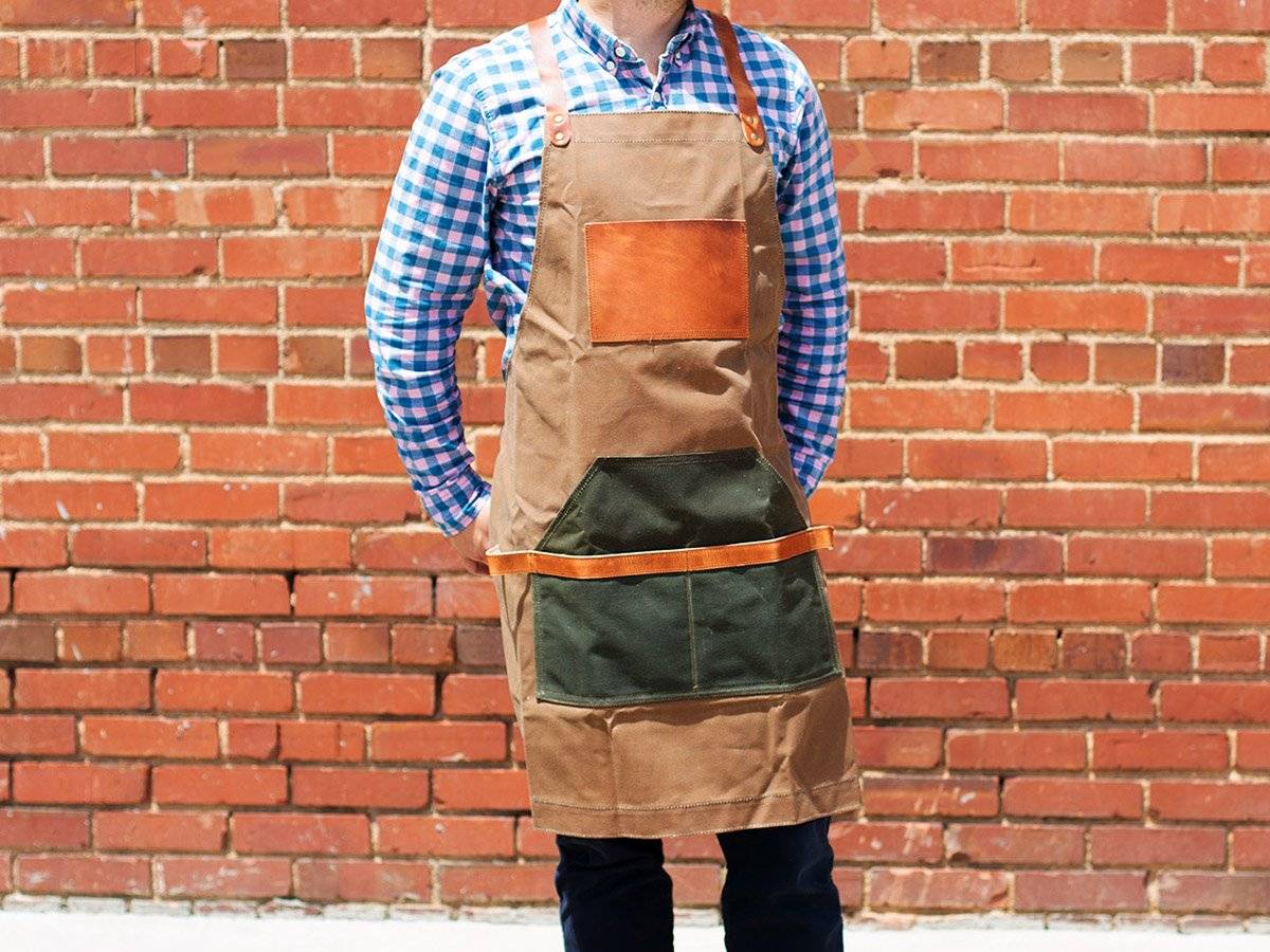 Waxed Canvas and Leather Apron for cobbler