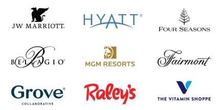JW Marriott, Hyatt, Four Seasons, Bellagio, MGM Resorts, Fairmont, Grove, Raley's, The Vitamin Shoppe 