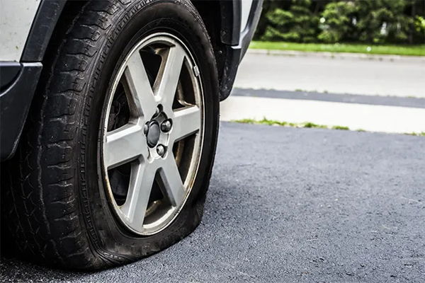 Flat tire closeup